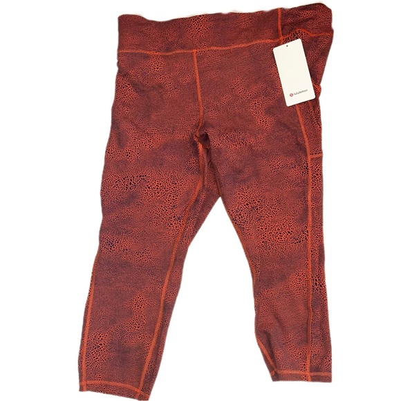 Lululemon Invigorate High Rise Crop 23" Crackle Glaze Vintage Orange Size 18 - Picture 5 of 10